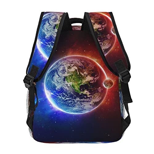 Sac d'école Space Planet Earth grande capacité noir avec port USB
