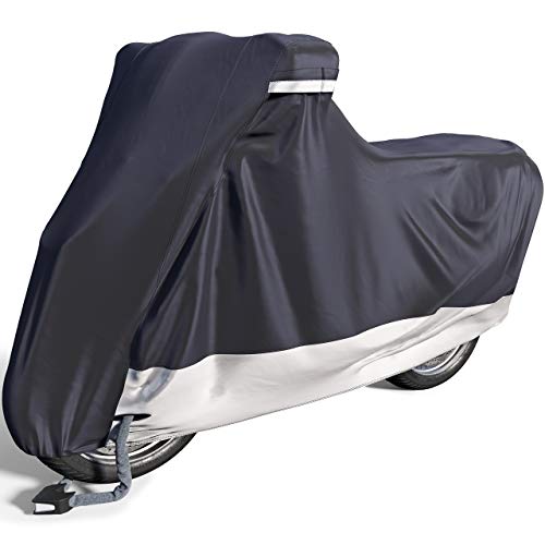Velmia Motorcycle Cover Extremely Heat Resistant Up To 550 F I High Standard Motorcycle Cover Waterproof Outdoor For All Seasons, Motorcycle Storage, Scooter Cover, Moped Cover, Harley Cover #TOP8