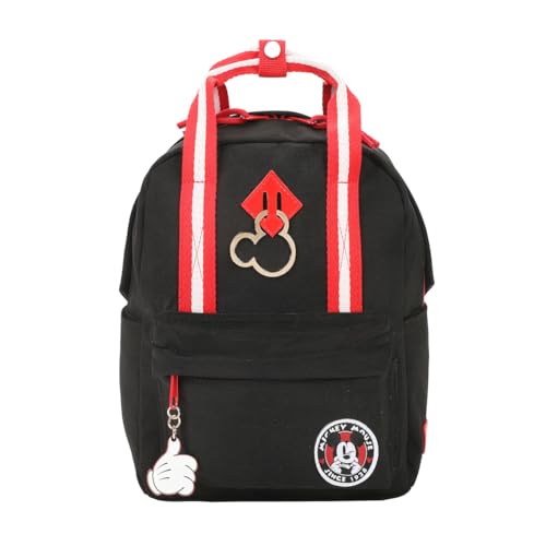 Disney Mickey Mouse Logo Cotton Canvas Women's Black Mini Backpack