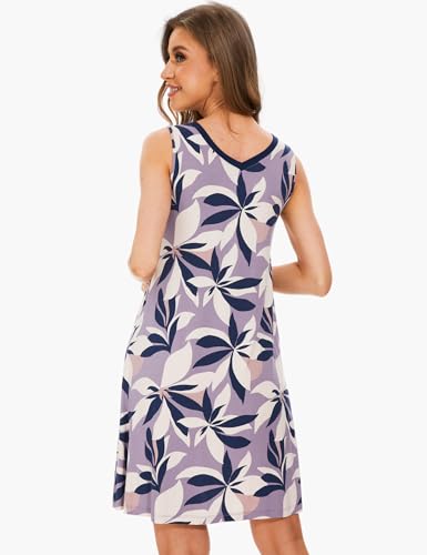 Image of GYS Cooling Bamboo Viscose Nightgowns for Women, Lightweight Sleeveless V Neck Sleep Shirt for Hot Sleepers, Soft Night dress