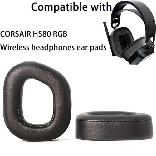 Replacement Earpads for Corsair HS80 Max HS80 RGB Wireless Headsets - Black | for Corsair HS80 Wired Gaming Headset, Soft Protein Leather, Thick Noise Isolation Foam Ear Cushions, All-Day Gaming Comfort miniatura 3