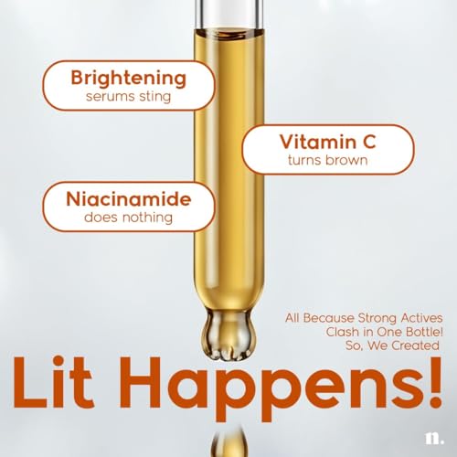 Generic Lit Happens Dual Brightening Serum 20ml | 33% Actives (15% Vitamin C + 10% Niacinamide + 2% TXA) | Fades Dark Spots & Pigmentation | Brightening Face Serum for Men & Women