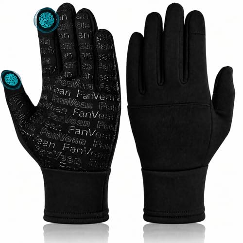 FanVean Fahrradhandschuhe Damen: Winterhandschuhe Touchscreenhandschuhe Thermo Warme Handschuhfutter für Laufen Fahren Radfahren Wandern Autofahren Schnee Skifahren-Groß Schwarz