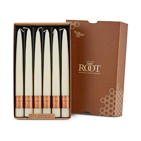 Root Candles 7917 Unscented Smooth Hand-Dipped 9-Inch Taper Candle, 12-Count, Ivory Cover