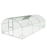 Large Metal Chicken Coop, 9.8'x 19.7'x 6.5' Outdoor Chicken Runs for Yard with Cover, Dome Roof Walk-in Chicken Cage Rabbit Duck House for Outside, Backyard and Farm.