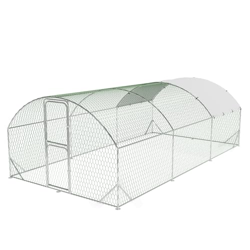Large Metal Chicken Coop, 9.8'x 19.7'x 6.5' Outdoor Chicken Runs