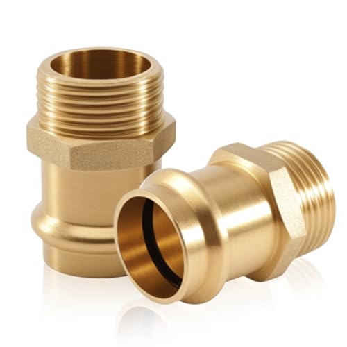 2 Stück Kupfer Übergangs Pressfitting, Pressfitting Muffe 22 mm x 3/4" AG, mit 3/4" Außengewinde, Press fitting für Trinkwasser &…