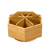 MEEDEN Bamboo Rotating Art Supply Desk Organizer: Pen & Pencil Holder for Desk- Desktop Storage for Markers, Colored Pencils, Crayons, Paint Brushes, Office School Classroom