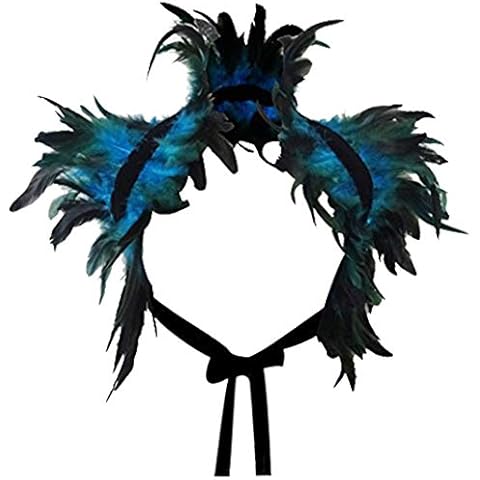 ZAKIA Gothic Feather Shrug Cape Shawl Halloween Costume for Adult Women Men (Blue) Cover