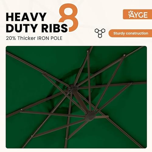 Image of THESHELTERS 10ft Side Pole Round Outdoor Garden Umbrella with Movable 60Kg Heavy Water Base Stand for Patio, Terrace, Cafe and Poolside | Waterproof Big Size Outdoor Umbrella