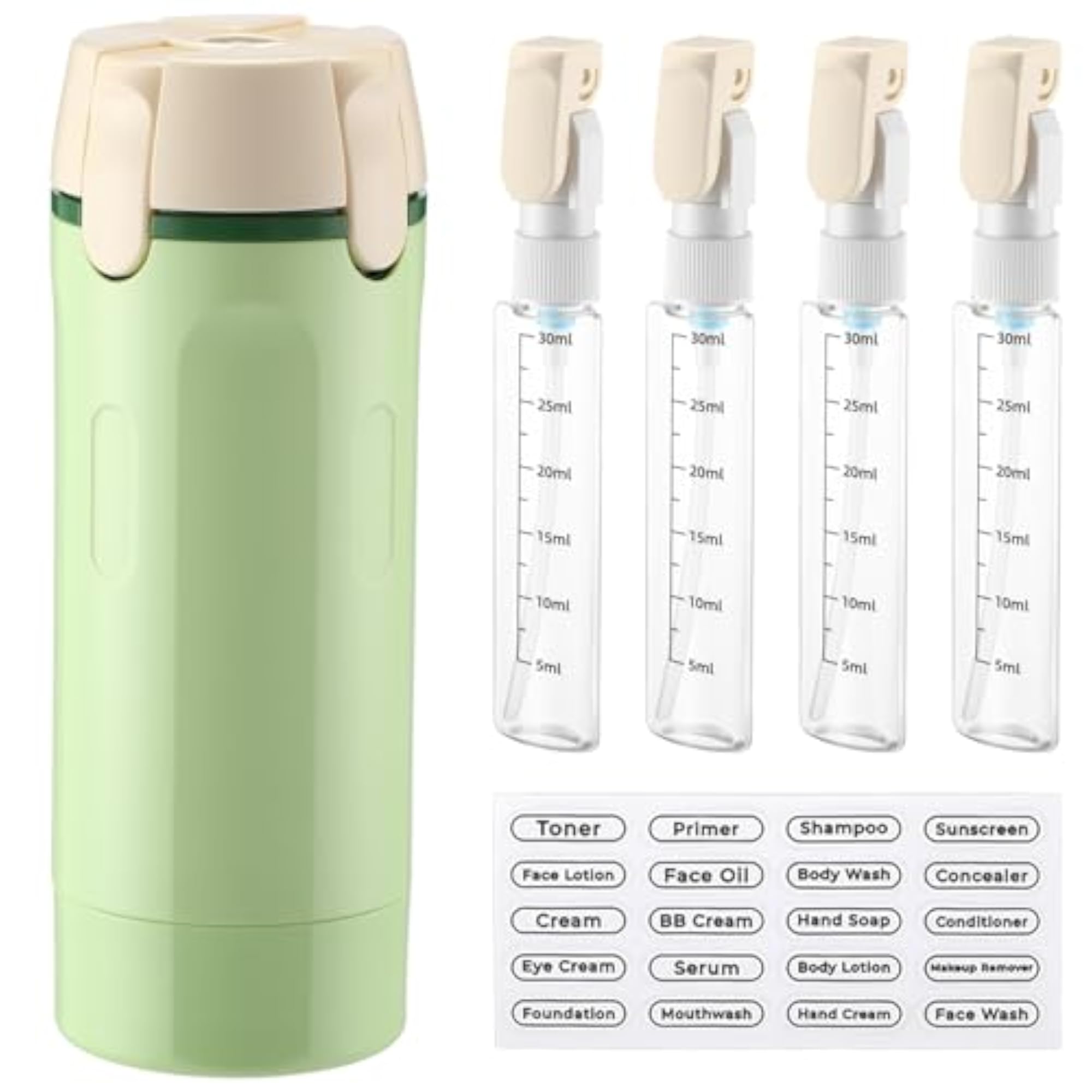 4 in 1 Travel Dispenser, Green, Portable Organizer