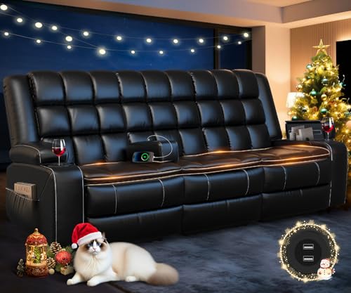 3-Seater Recliner Sofa with Cup Holders & USB