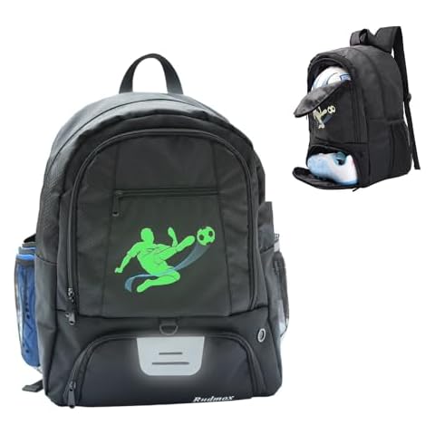 Rudmox Soccer Ball Bag-Backpack for Basketball,Volleyball with Cleat Shoes and Ball Compartment and inside Laptop Sleeve for Travel,Gym,Hiking,Sports Team Cover