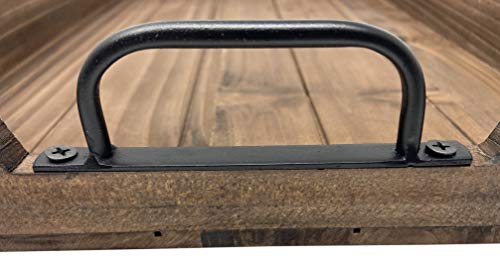 3 Piece Decorative Nested Vintage Wood Serving Tray Set For Coffee Table Or Ottoman – Rustic Wooden Breakfast Trays For Kitchen, Dining Room, Or Living Room – Farmhouse Platter W/Handles – Brown #TOP6