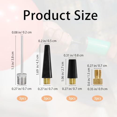 12 Pcs Ball Needles for Air Pump, Needle Inflator Kit Needle Nozzle Adapter, Air Pump Nozzle Adapter Kit for Sport Balls, Swim Ring, Bike
