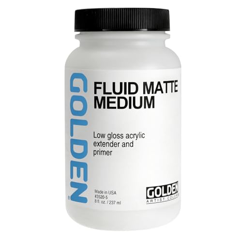 GOLDEN Fluid Matte Medium, 8 fl. oz. Jar, Professional Acrylic Medium, Semi-Transparent