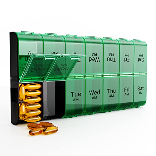 Image of Extra Large Pill Organizer 2 Times a Day, XL 7 Day Pill Box AM PM, Jumbo Weekly Pill Case, Daily Night Oversized Medicine Organizer, Vitamin Holder, Big Pill Container, Twice a Day Pill Organizer | Easy-Open,High-Capacity,Easy-Open,Senior-Friendly,AM /PM,Weekly-Tracking,BPA-Free,Long-Lasting