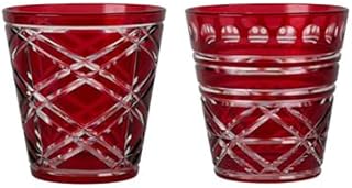 Baci Milano Juego de 6 vasos de agua de cristal colección Sole Mio rojo ø 8,2 x h 8,5 cm