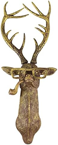 KAISAN 3D Deer Head Statue Modern Art Wall Sculptures 3D Personalized Animal Wall Hanging Figurines Wall Mount Artwork Stag Deer Head Resin Ornament for Gallery Bedroom Living Room Decoration