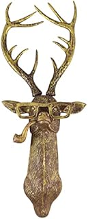 KAISAN 3D Deer Head Statue Modern Art Wall Sculptures 3D Personalized Animal Wall Hanging Figurines Wall Mount Artwork Stag Deer Head Resin Ornament for Gallery Bedroom Living Room Decoration