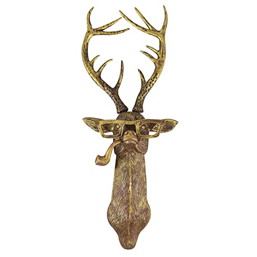 MOREASE 3D Stag Deer Head Wall Mount Ornament, Animal Heads for Wall Art Hanging Sculptures, Small Metal Wall Resin Art Wall Decor Ornament Waterproof Bronzed Resin Decorations for Home (Deer)
