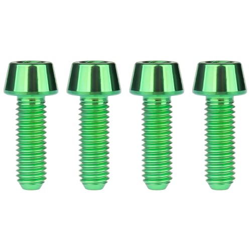Image of Titanium Ti Bolt M5x9 16 18 20 25 30 35 40 45 50 55 60mm Tapered Head Screws Pack of 4 (M5x16mm, Green)