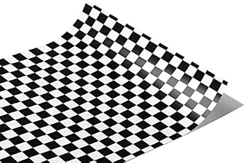 Rwraps Gloss Vinyl Car Wrap Film in White Checkered - 59 x 6 - Vehicle Sheet Roll with Adhesive Back and Air Release Technology