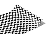 Rwraps Gloss Vinyl Car Wrap Film in White Checkered - 59“ x 6“ - Vehicle Sheet Roll with Adhesive Back and Air Release Technology