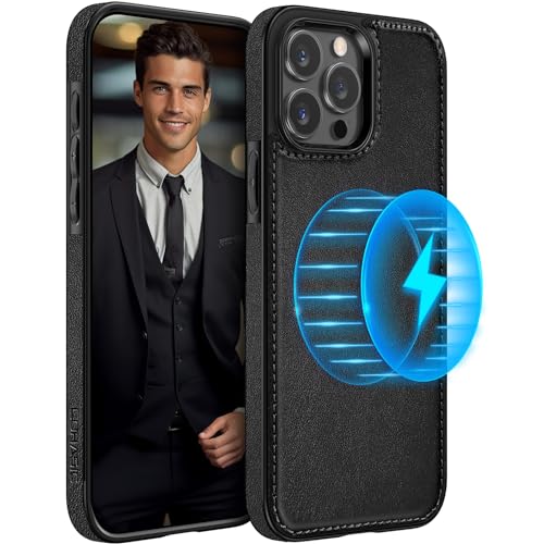 LOHASIC for iPhone 15 Pro Case Leather Compatible with Magsafe, Slim Business PU Non-Slip Grip Rugged Bumper Shockproof Full Body Protective Cover Men Women Phone Cases for iPhone 15 Pro 6.1" - Black by LOHASIC - Used condition - US$7.90