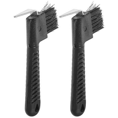 Levemolo 2pcs Hoof Pick Brush with Plastic Handle Hoof Hook and Soft Bristles for Equine Grooming and Cleaning Tool Random Color