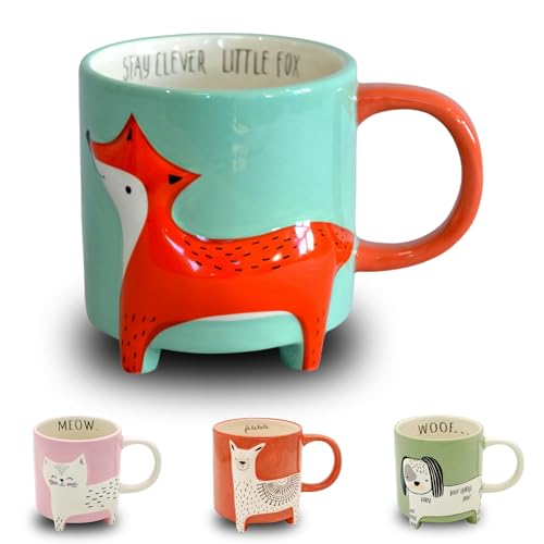 Winkee - Tasse de renard mignonne avec inscription en allemand « Mignon animal » | Tasse XXL d'environ 450 ml | Tasse à café mignon
