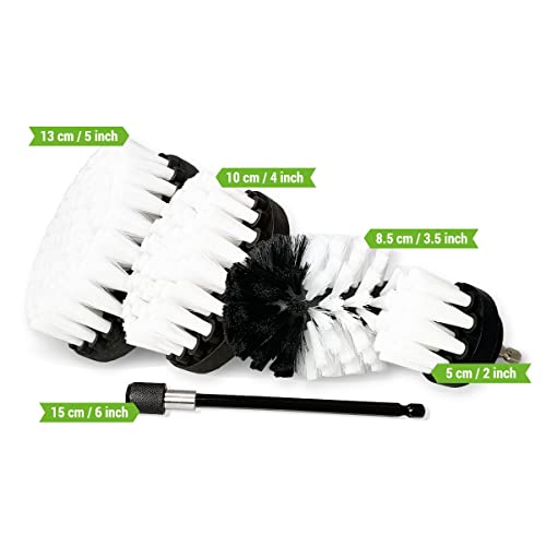 Premium Boorborstel, Extra Zacht, Wit 5st. SET. Professionele Power Scrubber. Kras geen oppervlakken. Geschikt voor tapijt, leer, stoffering, meubels, auto-interieur, glasreiniging - Image 4