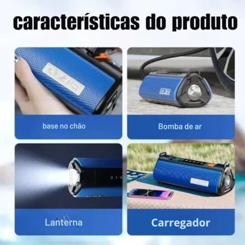 Auxiliar de partida veicular portátil SOS bateria e calibrador compressor bomba de ar portátil digit