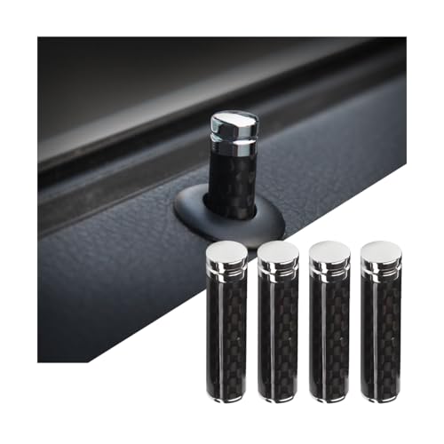 Ywdiml 4PCS Carbon Fiber Car Door Lock Knobs, Vehicles Door Lock Pin Pull Cover, Decorative Automotive Interior Latch Knob Replacement Accessories, Universal for RV Truck Pickup (Carbon Fiber/Flat)
