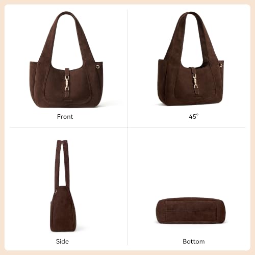 Image of BOSTANTEN Suede Shoulder Bag for Women Vintage Purse Dumpling Tote
