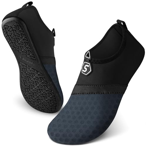 Image of SEEKWAY Water Shoes Quick-Dry Aqua Socks Barefoot Slip-on for Beach Pool Swim River Yoga Lake Surf Women Men Black SK001
