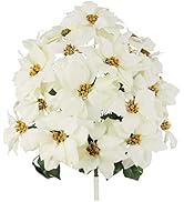 Admired By Nature 24 Stems Artificial Poinsettia Bouquet Fake Christmas Flower, Faux Velvet Poins...