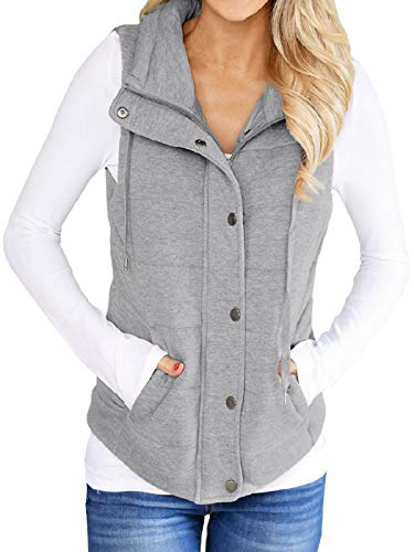 Valphsio Womens Casual Quilted Puffer Vest Lightweight Zip Up Drawstring Jacket Outerwear With Pockets #TOP26