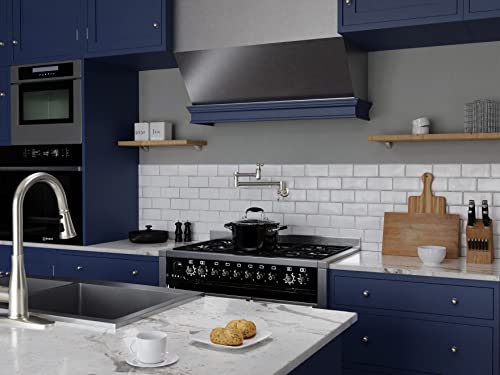 Anzzi Wall Mount Pot Filler Faucet, Double Joint Swing Arms, Single Hole, Solid Brass Interior, Stainless Steel Finish, Brushed Nickel, 2 Handle (Kf-Az259Bn) #TOP3