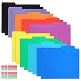 EOOUT 18 Pack Plastic File Folders Poly Filing Folders Colored Folders, 9 Assorted Colors Letter Size File Folders Heavy Duty 1/3 Cut Tab for Office School Home Organization