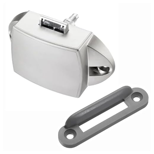 SOTECH Push-Lock Aufbau-Schloss 77 x 44,5 x 21 mm Edelstahloptik, Druckschloss Schrankschloss für Boot & Caravan