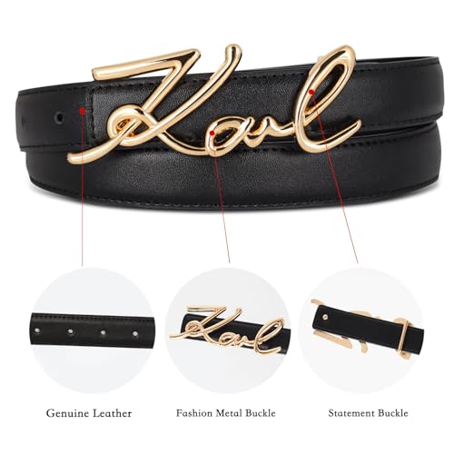 Image of Aurolran Women's Leather Belt with Buckle - Ideal for Dresses, Jeans, and Coats