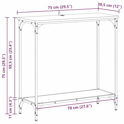Mesa consola de madera de roble Artisan de 75 cm para pasillo 3