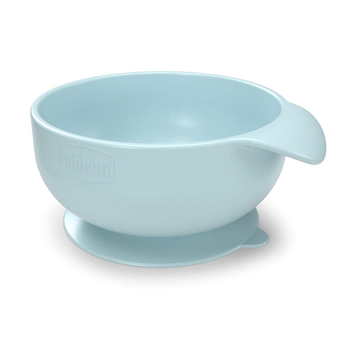 Chicco - Easy - Silicone Bowl with Suction Cup for Babies - Soft Baby Plate - Microwave and Dishwasher Safe - 6+ Months - Light Blue