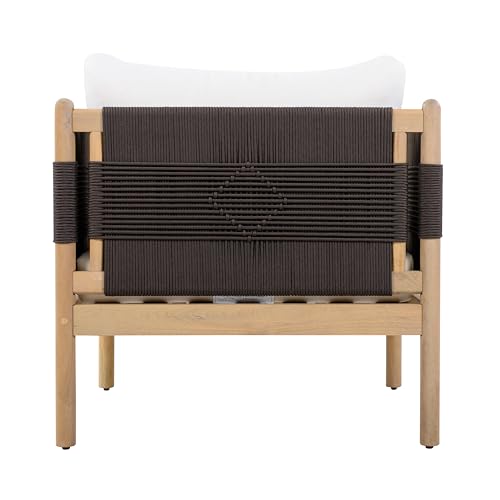 Christopher Knight Home Lenor Acacia Wood Lounge Chair Outdoor Set of 2 with Removable Cushion, Patio Accent Chair with Diamond Rope Weave, Patio Furniture Set Sofa Chair, Black+Cream+Light Teak by Christopher Knight Home - Image 6