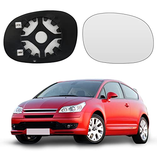 Cristal de Espejo Reemplazar para CITROEN C2 03-09/C3 02-10/C3 Plurie 03-10/XSARA Picasso, Retrovisor Exterior Ajustable Adecuado reemplazar para PEUGEOT 1007/206, Lente de Marcha Atrás (Derecha)