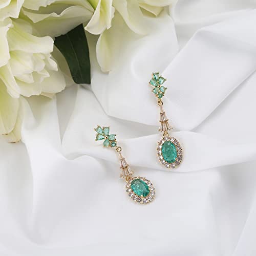 Konikit Romantic Retro Green Earrings Sparkly Crystal Rhinestone Teardrop Dangle Earrings For Women Girls #TOP3