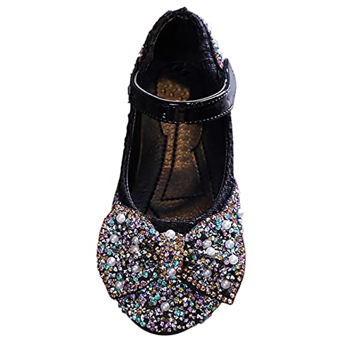 sfdgfhyf Toddler Girls First Walking Foot Warmer Girls' Single Shoes Spring And Autumn Colored Diamond Bow Knot Small