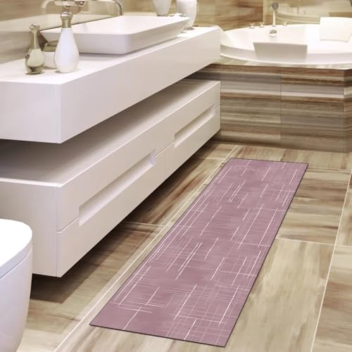 Alfombra lavable para cocina con base antideslizante rosa de 60x150cm 4