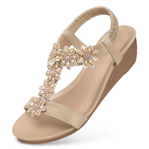 Image of SHIBEVER Wedge Sandals for Women Dressy: Summer Platform Comfortable Low Wedges Womens Sandal